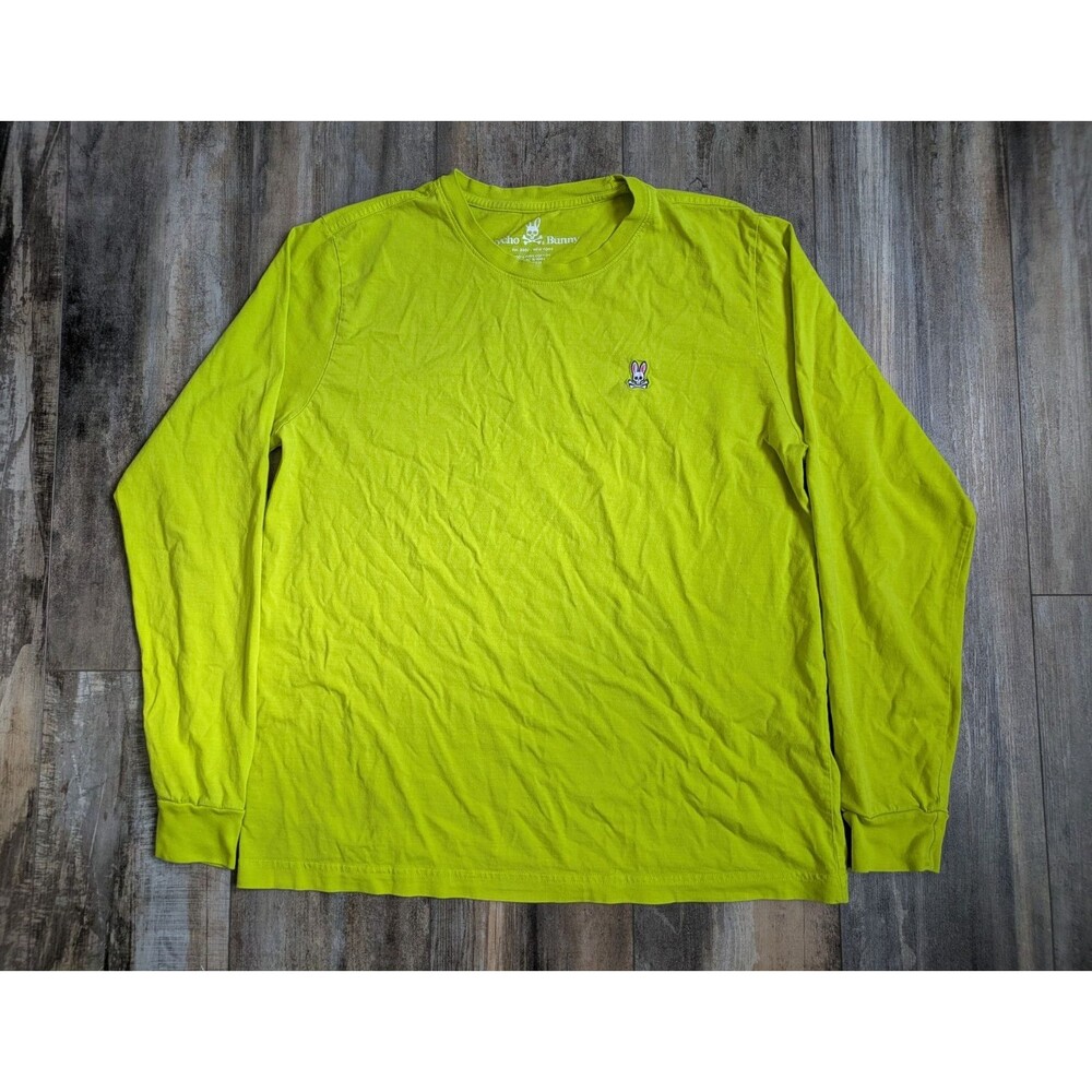 Psycho Bunny Long Sleeve T-Shirt Men's Size Small 100% Pima Cotton Neon Yellow